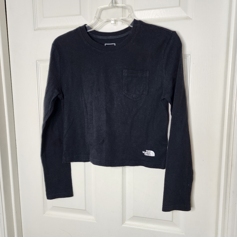 North Face Black Long Sleeve Girls top with logo‎ Girls 10